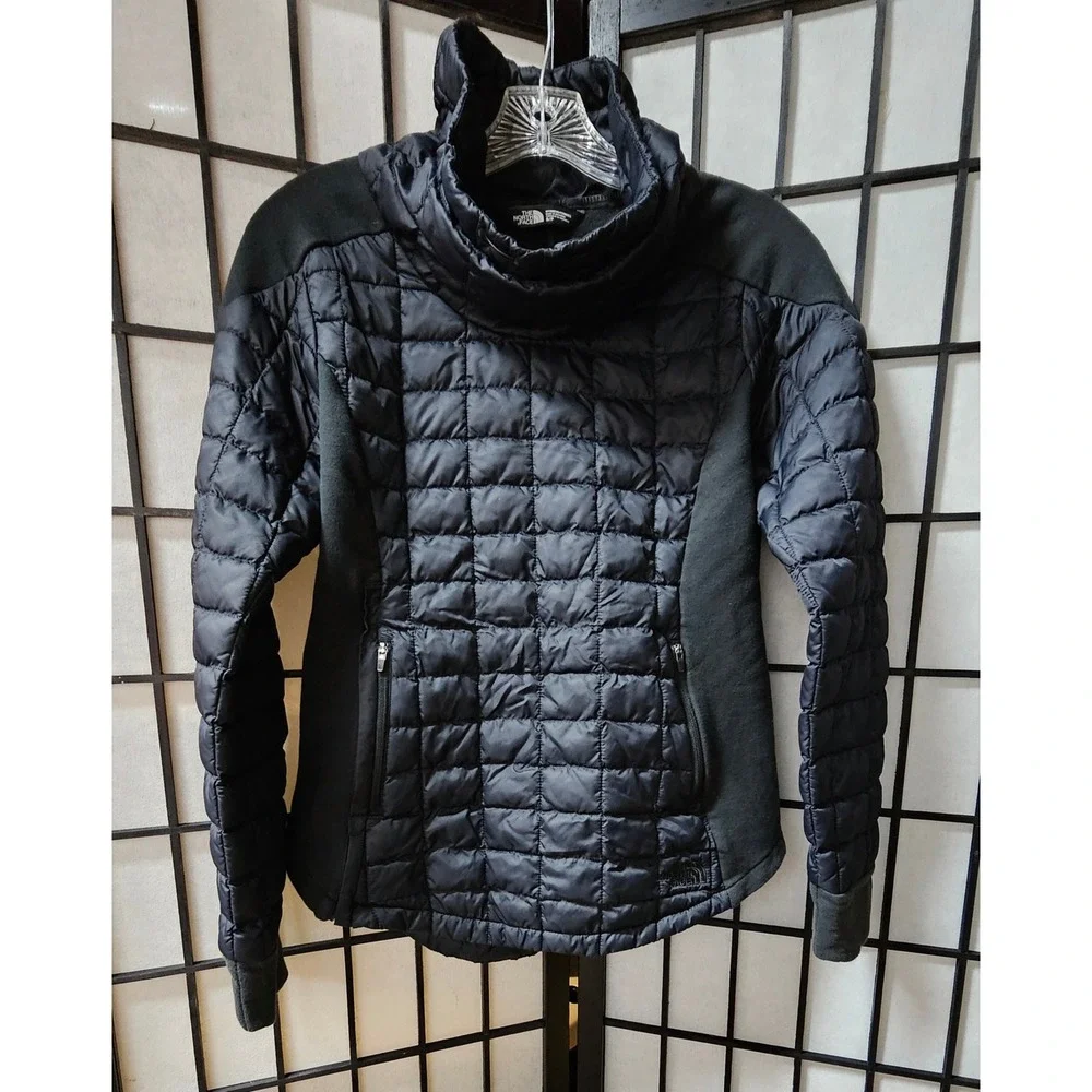 THE NORTH FACE ThermoBall‎ Pullover Jacket Womens Small Black Quilted Hybrid